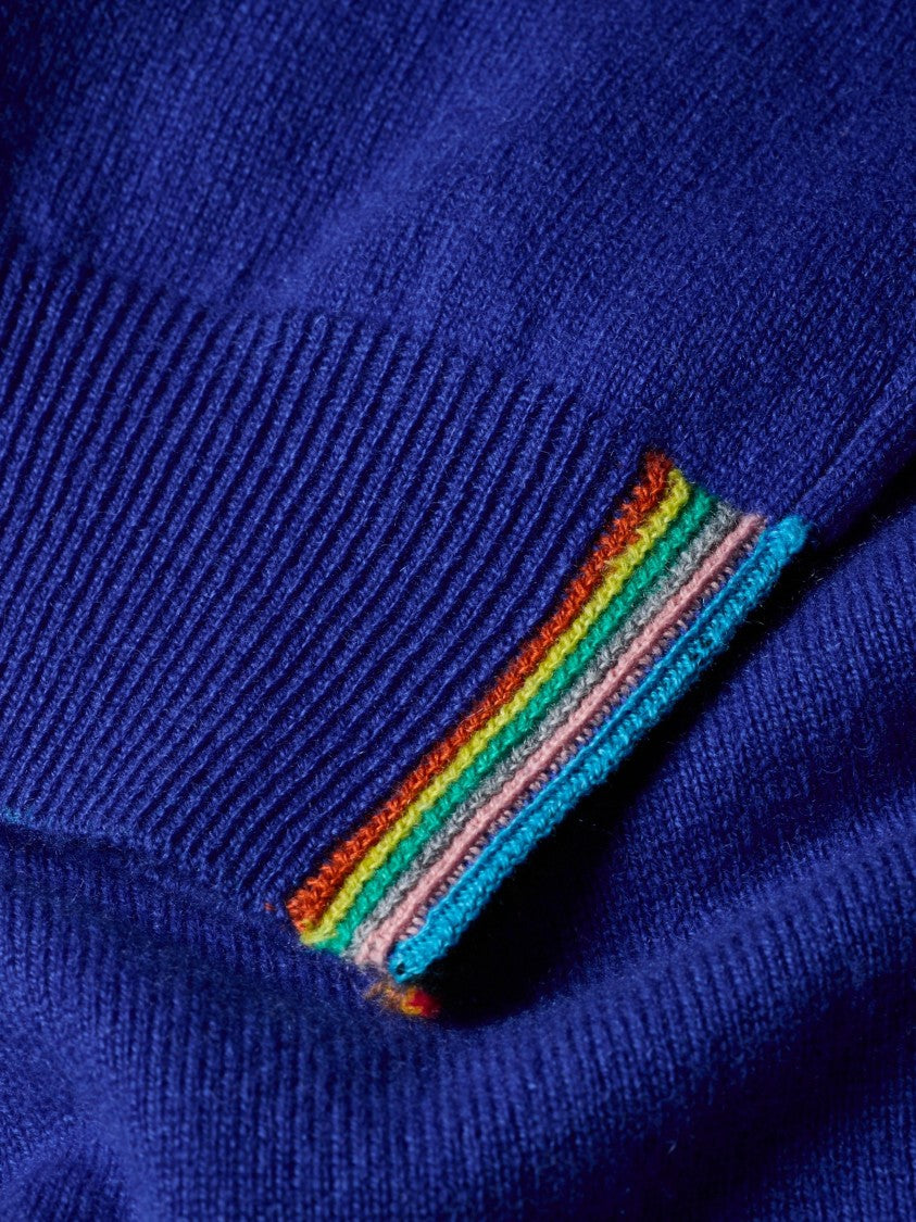 Paul Smith Blue Ribbed Cuffs Cashmere Sweater