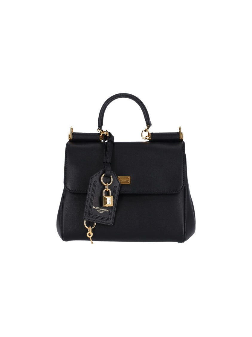 Dolce & Gabbana Structured Handbag With Gold-Tone Lock Charm And Adjustable Strap