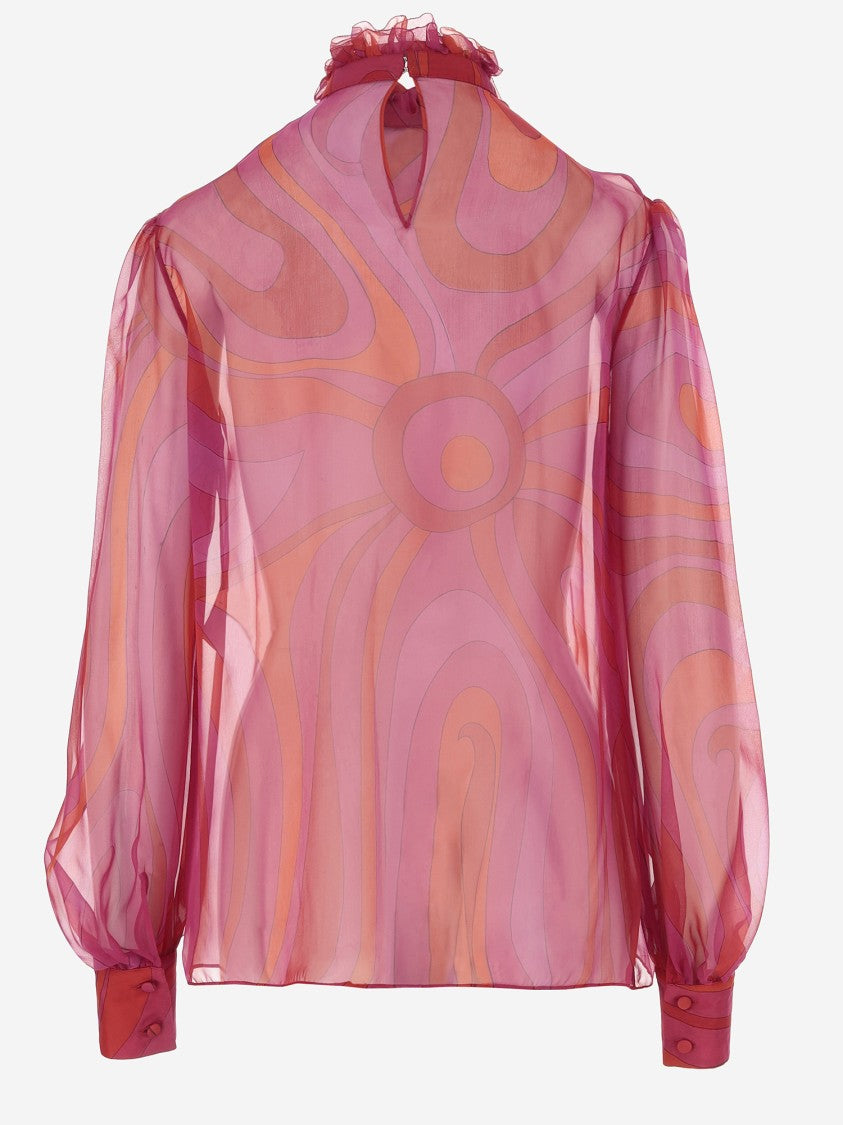 Emilio Pucci Silk Chiffon Blouse With Marble Print