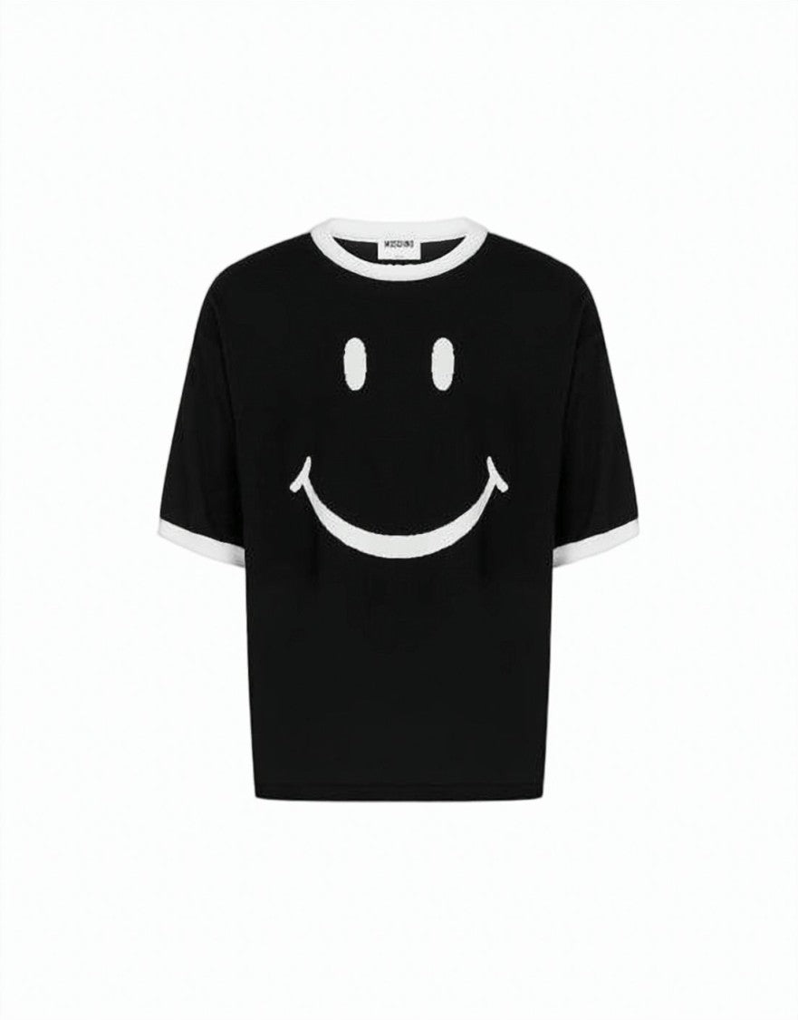 Moschino Cropped Knit Top With Playful Smiley Face Design