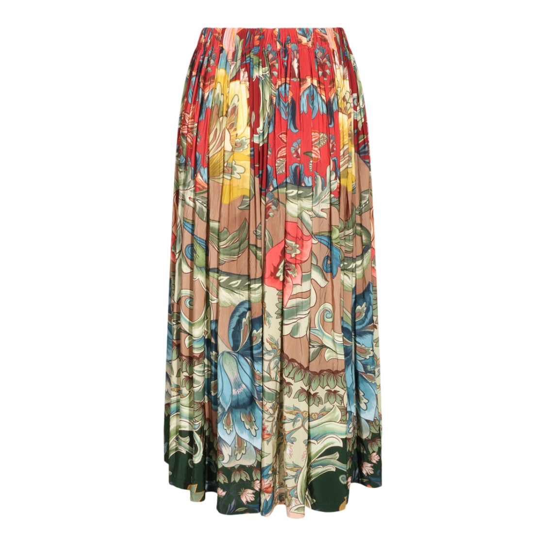Farm Rio Multicolored Floral Pleated Midi Skirt