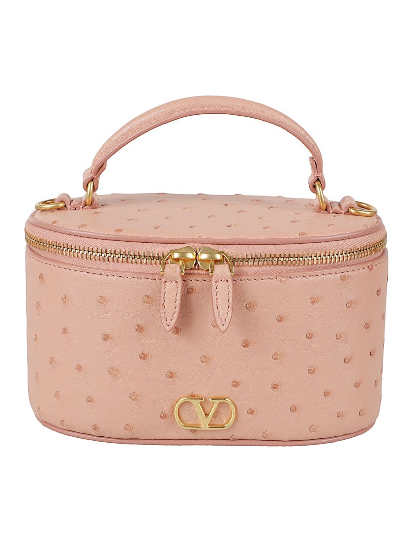 Valentino Garavani Structured Handbag In Textured Ostrich Leather