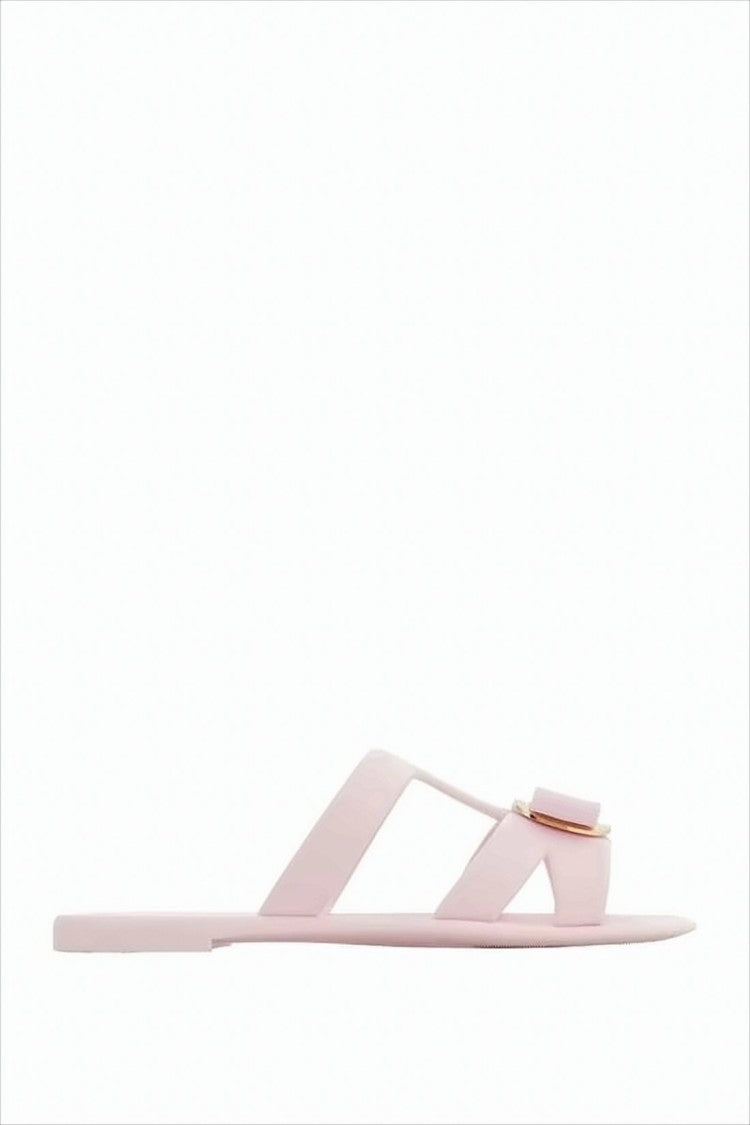 Salvatore Ferragamo Cut-Out Design Soft Pink Rubber Mules
