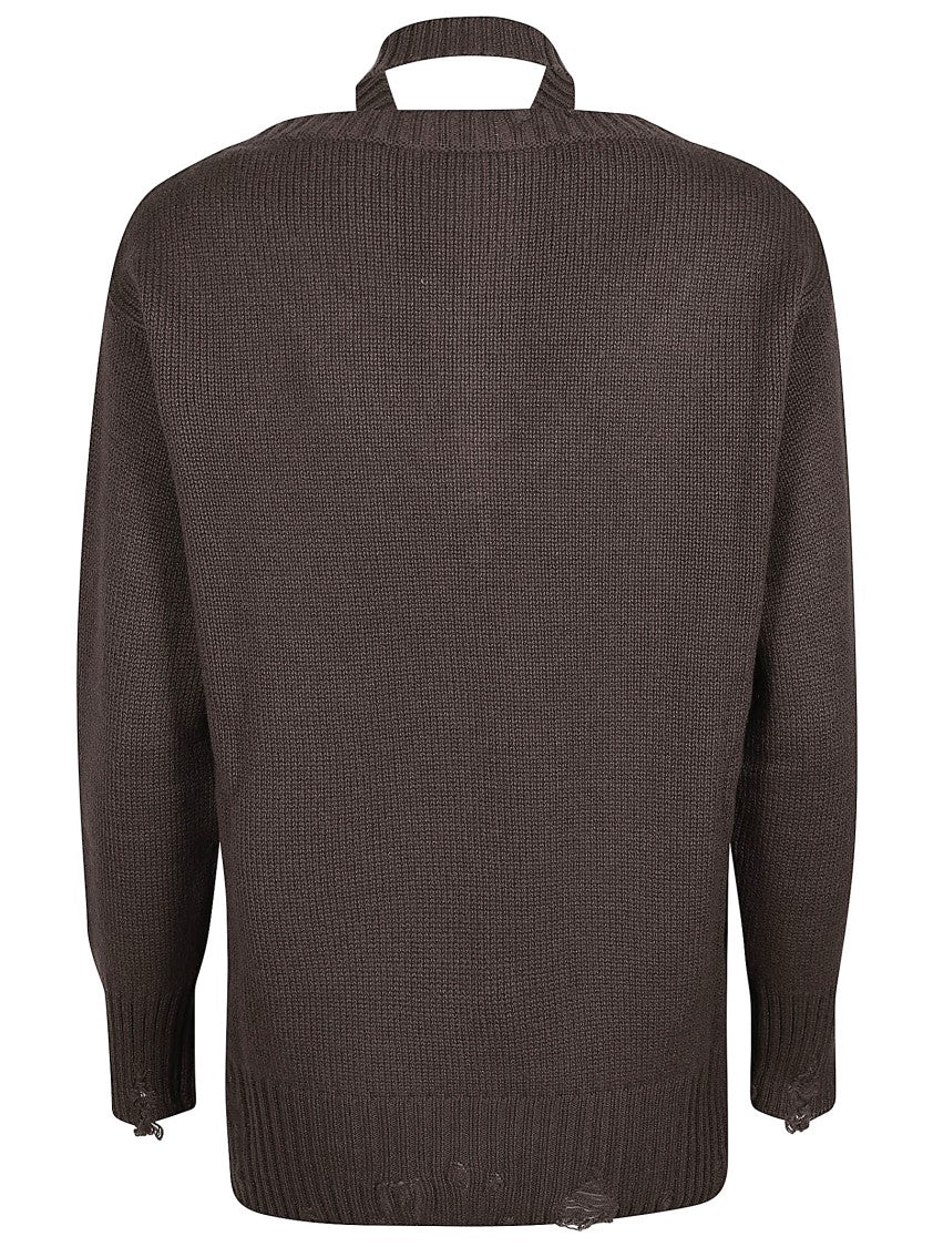 Canessa Sole V Neck Brown Cashmere Sweater