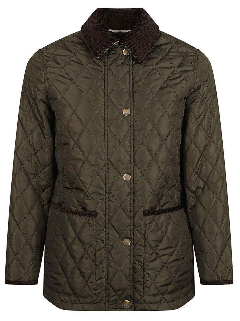 Burberry Quilted Coat With Corduroy Collar