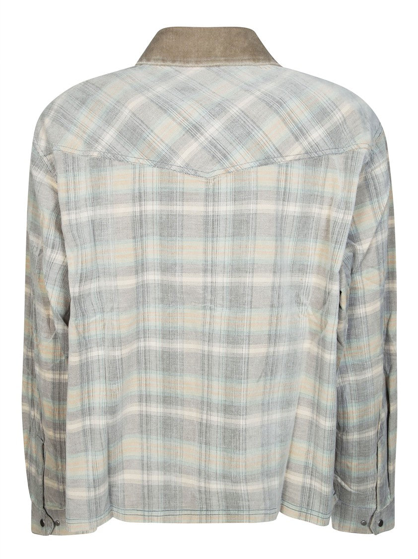 Represent Neutral Plaid Zip Up Shirt