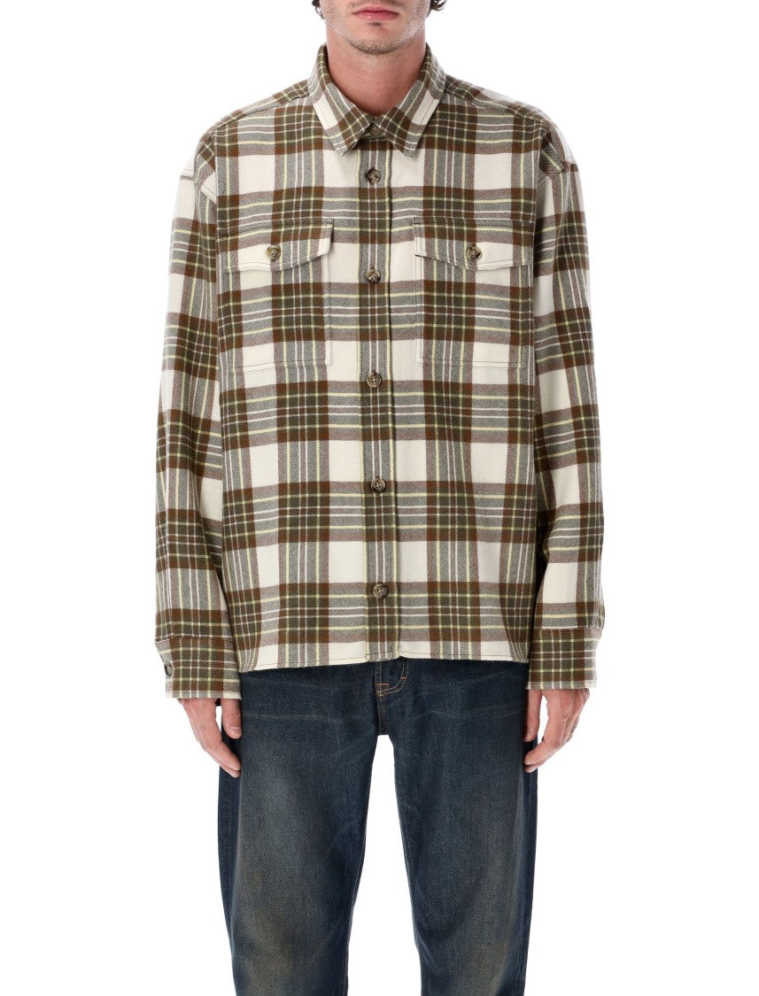 Ami Paris Checked Green Shirt With Structured Collar