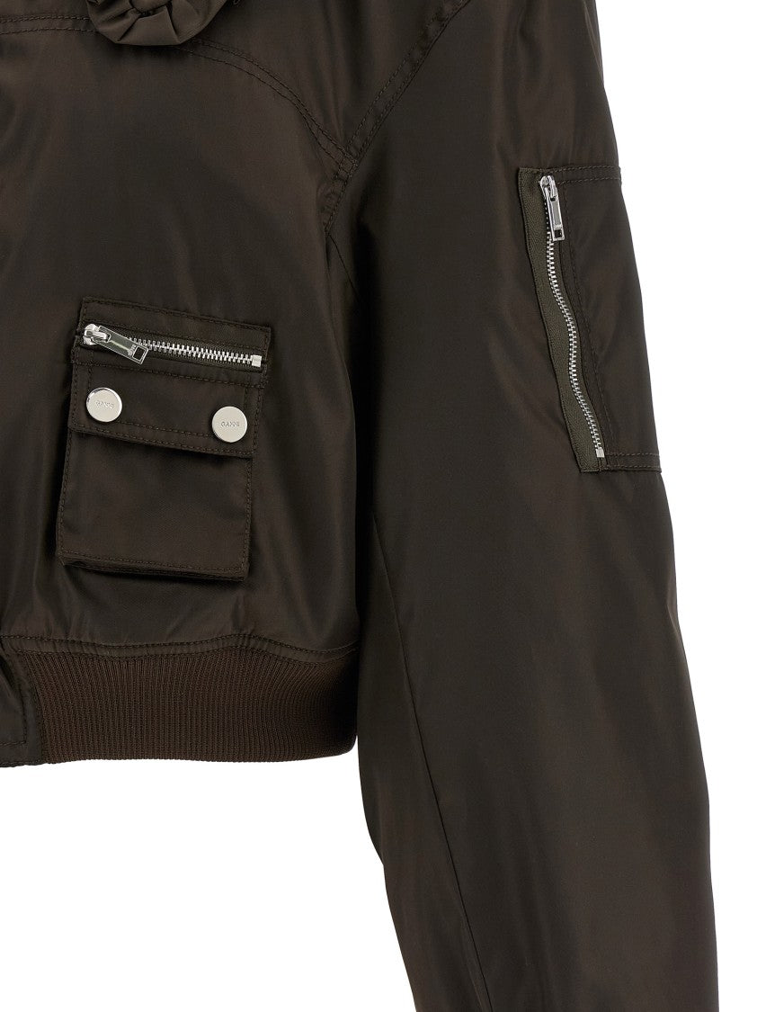 Ganni 'Duchesse Nylon' Bomber Jacket