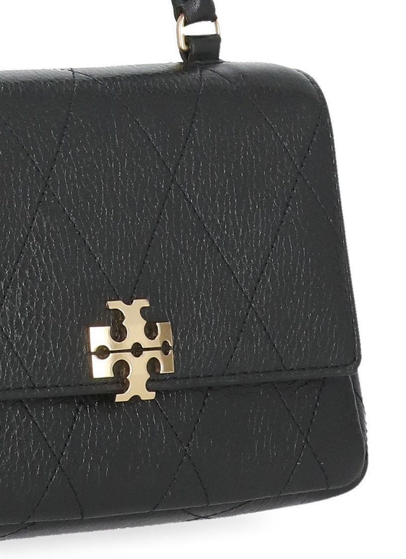 Tory Burch Black Quilted Leather Gold Hardware Mini Shoulder Bag