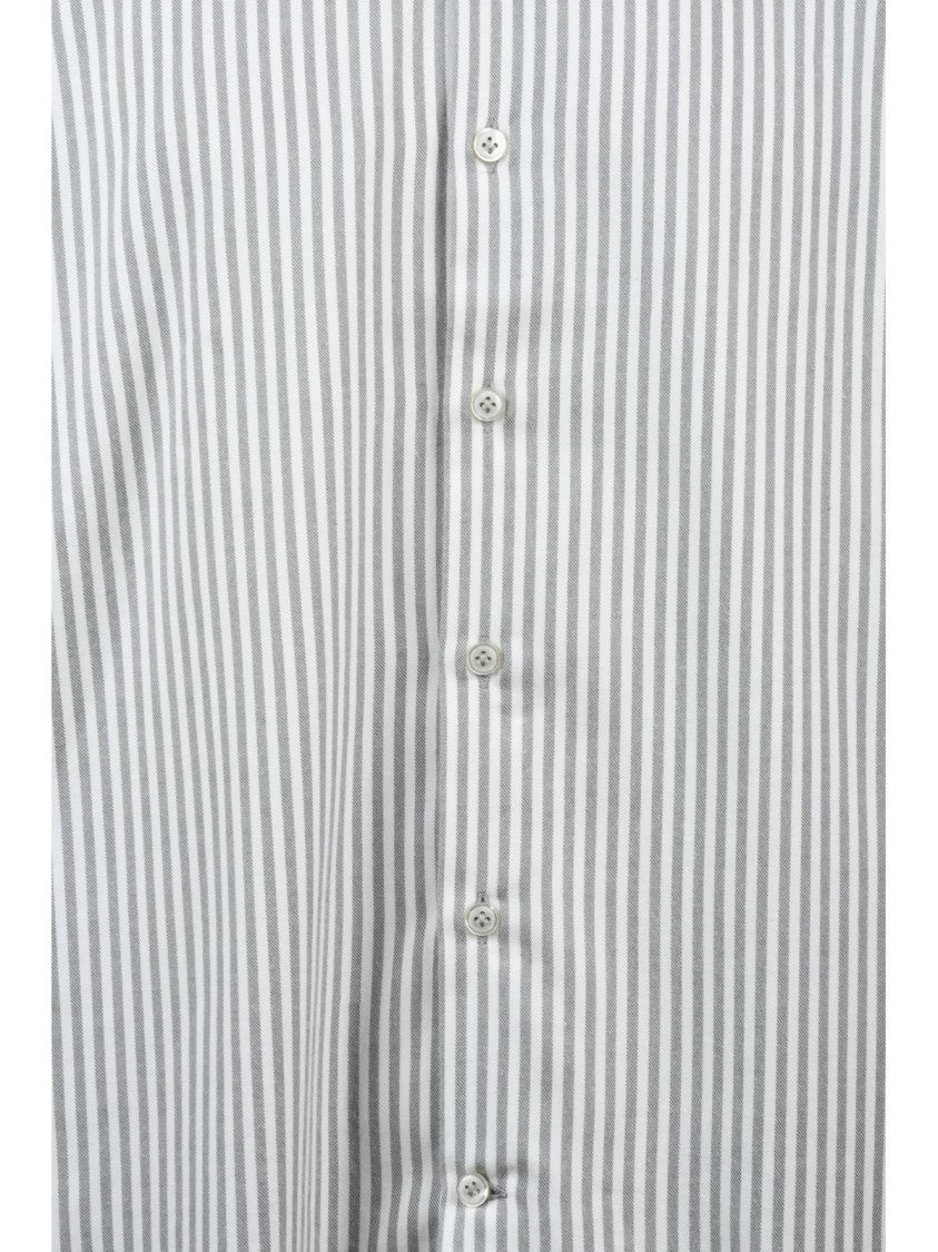 Sonrisa Cream And Grey Striped Button-Down Shirt With Cashmere Blend