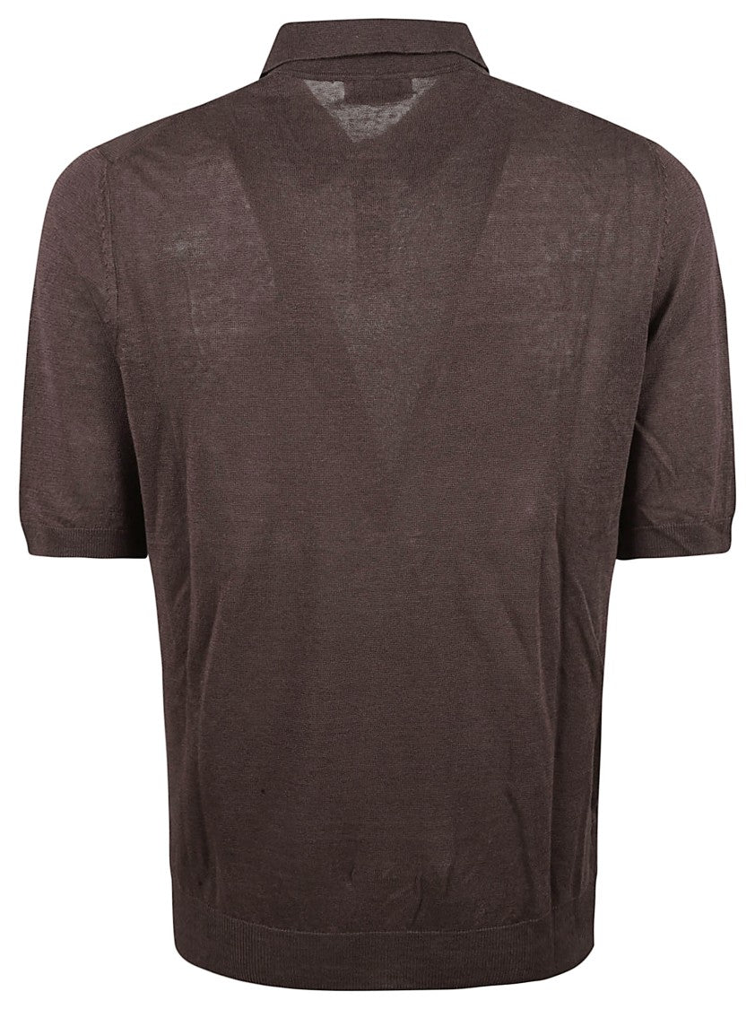 Ballantyne Lightweight Brown Polo With Classic Collar