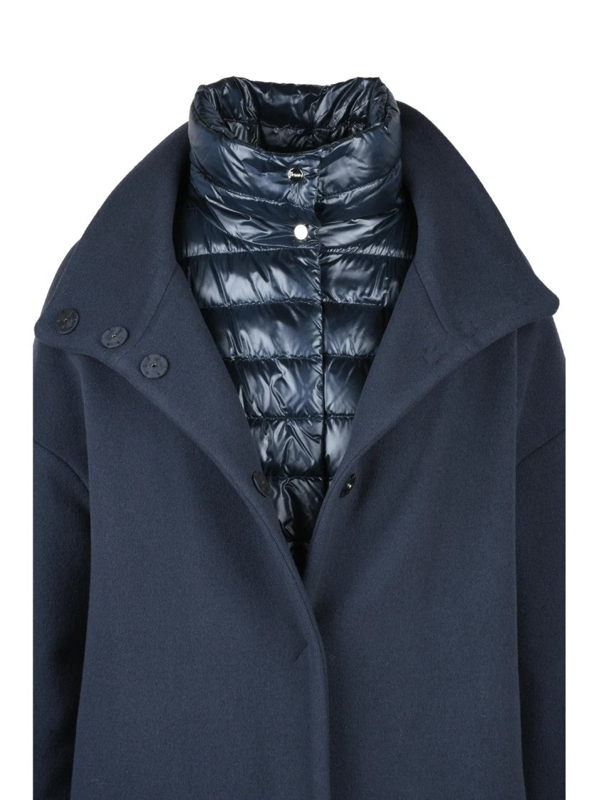 Herno Minimalist Wool-Polyamide Coat With Removable Down Lining
