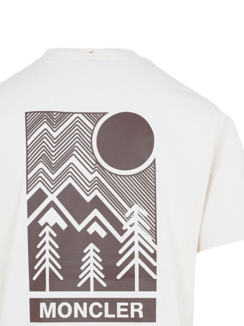 Moncler Grenoble Relaxed Fit Off-White Cotton T-Shirt