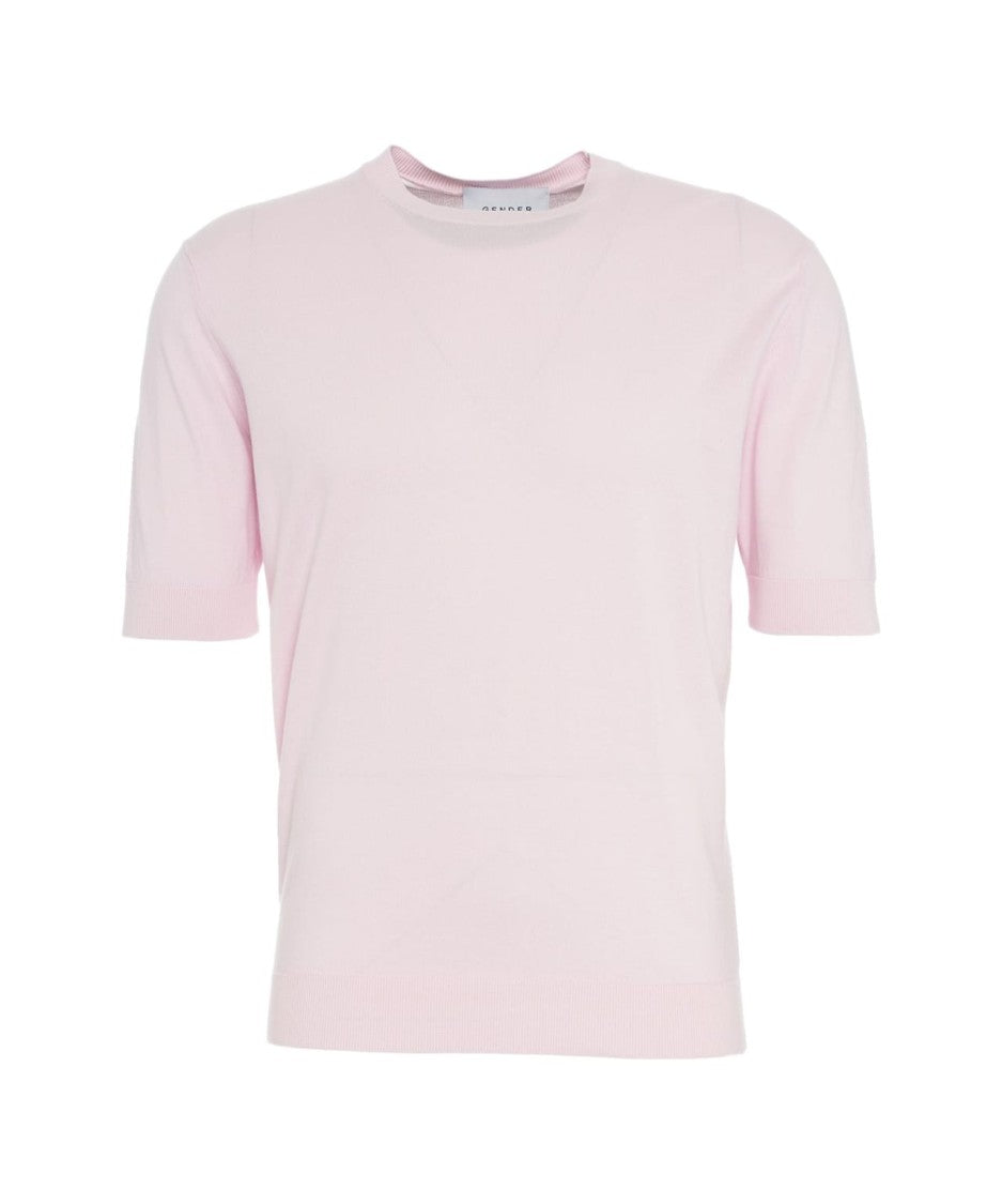 Gender Ribbed Knit T-Shirt With Modern Silhouette