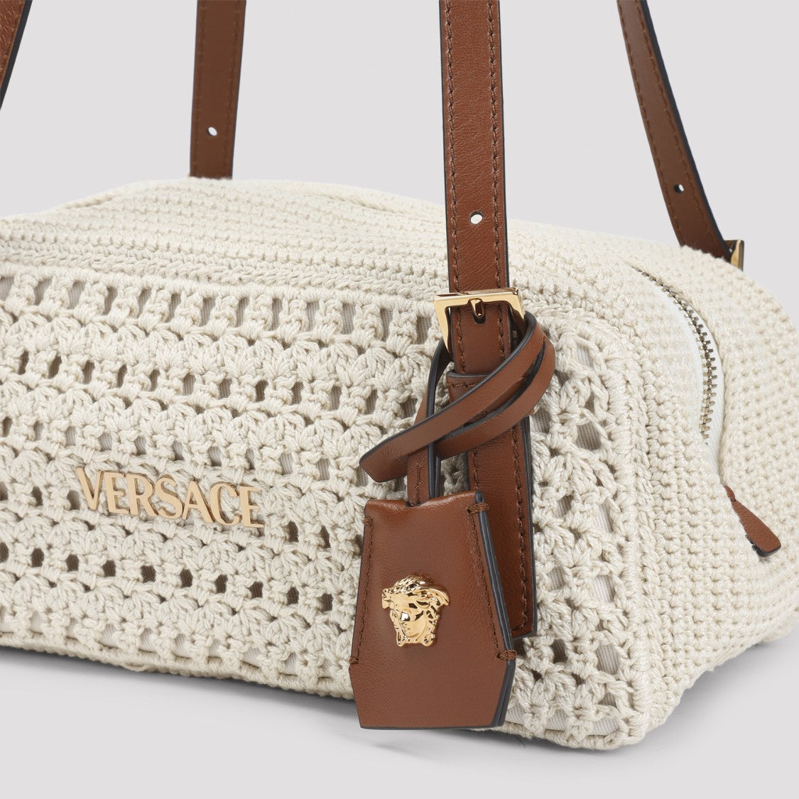 Versace Woven Cotton Shoulder Bag With Medusa Emblem