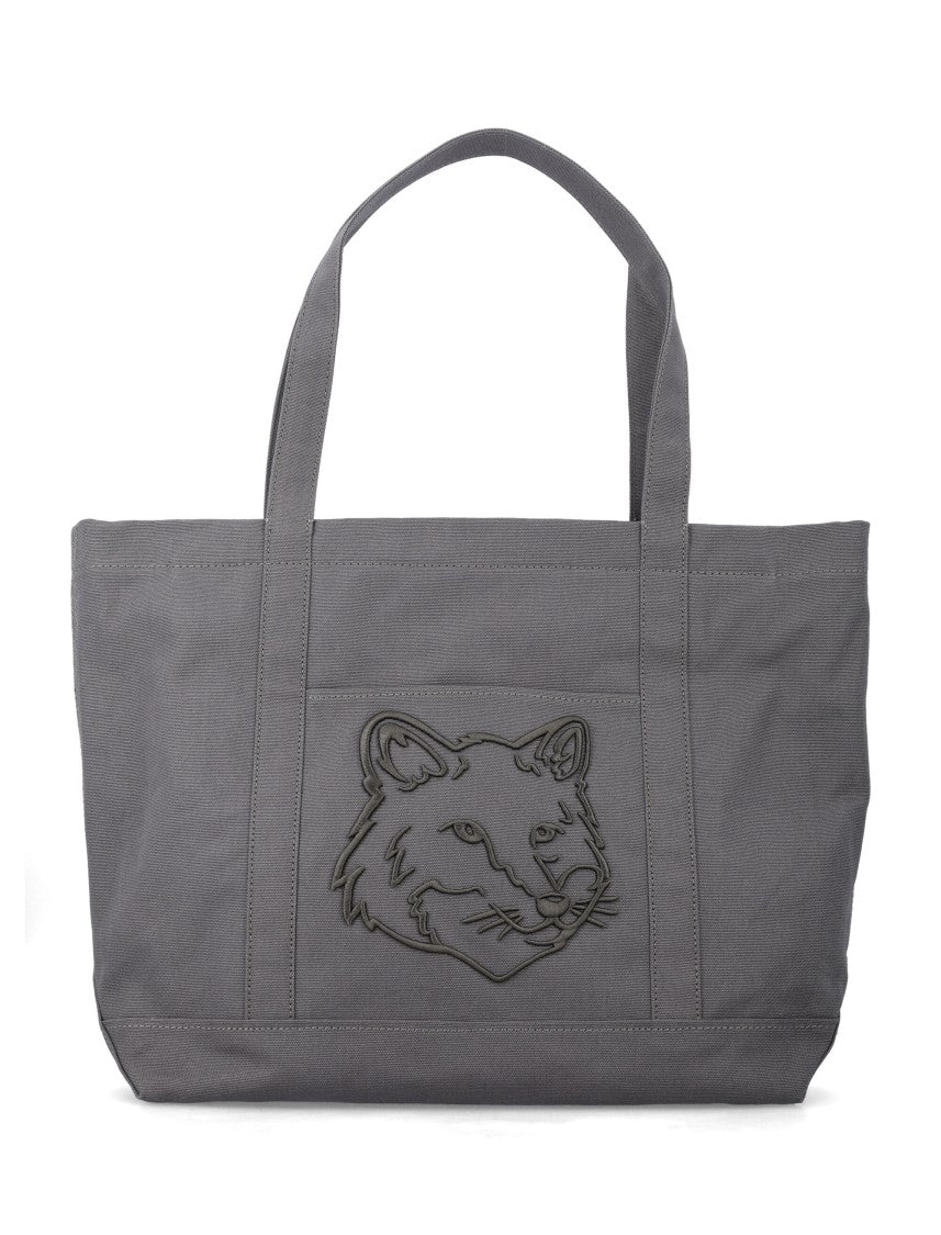 Maison Kitsuné Fox Head Large Grey Tote