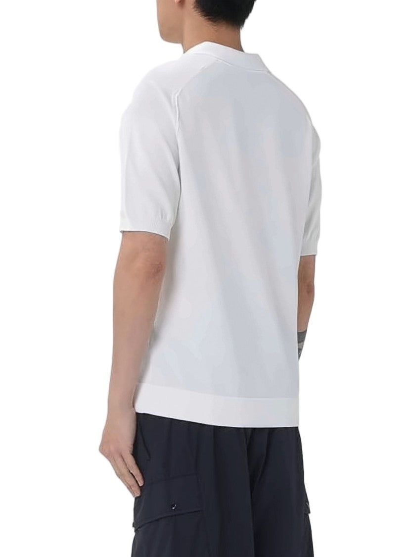C.P. Company Short-Sleeved Polo Shirt With V-Notch Neckline And Ribbed Cuffs