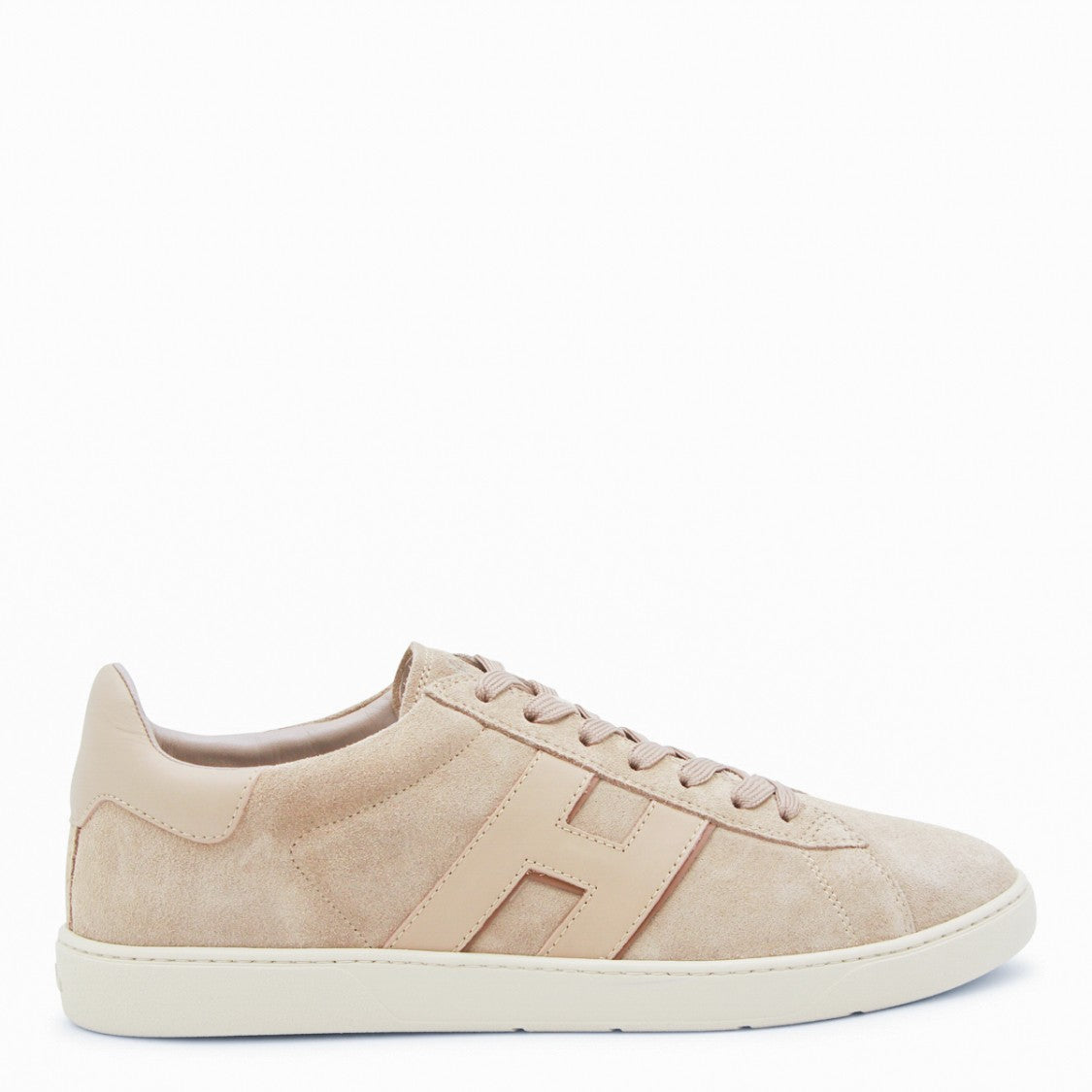 Hogan Beige Suede Low-Top Sneakers With Stitched Detail