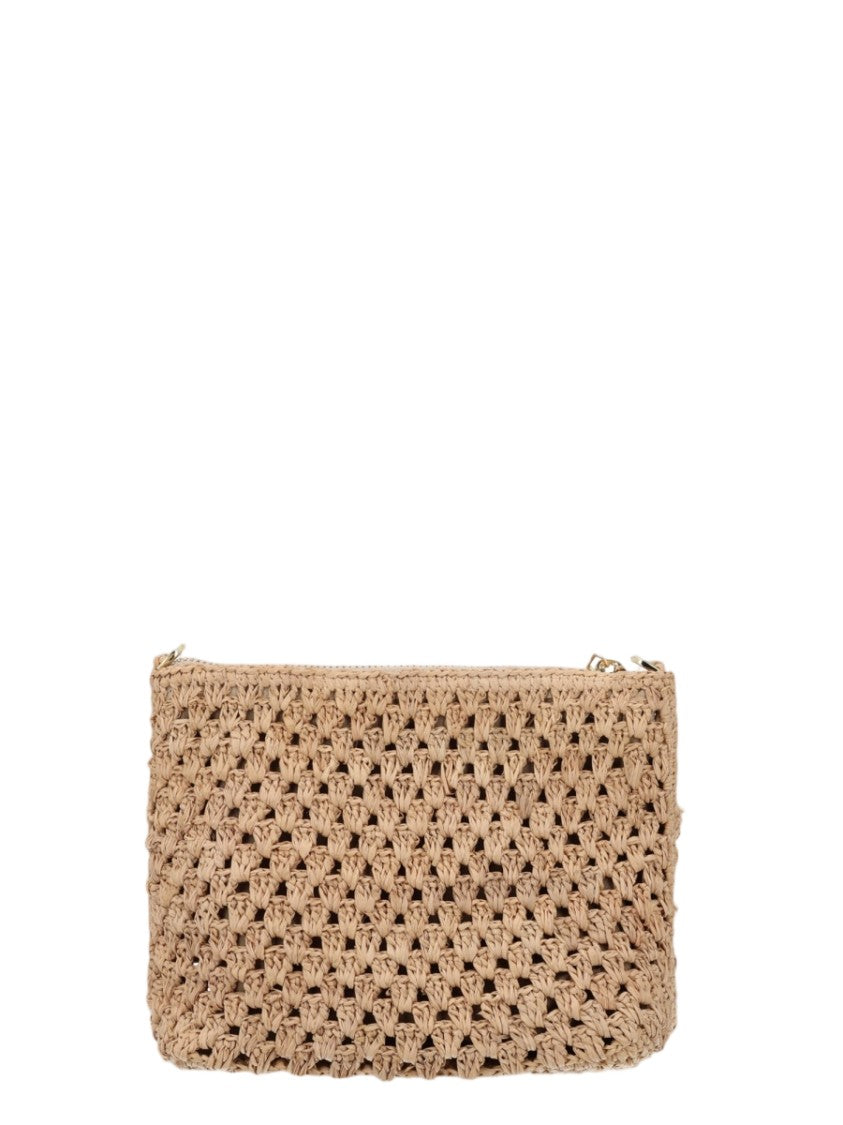 Mc2 Saint Barth Raffia Open-Weave Crochet Tassel Clutch