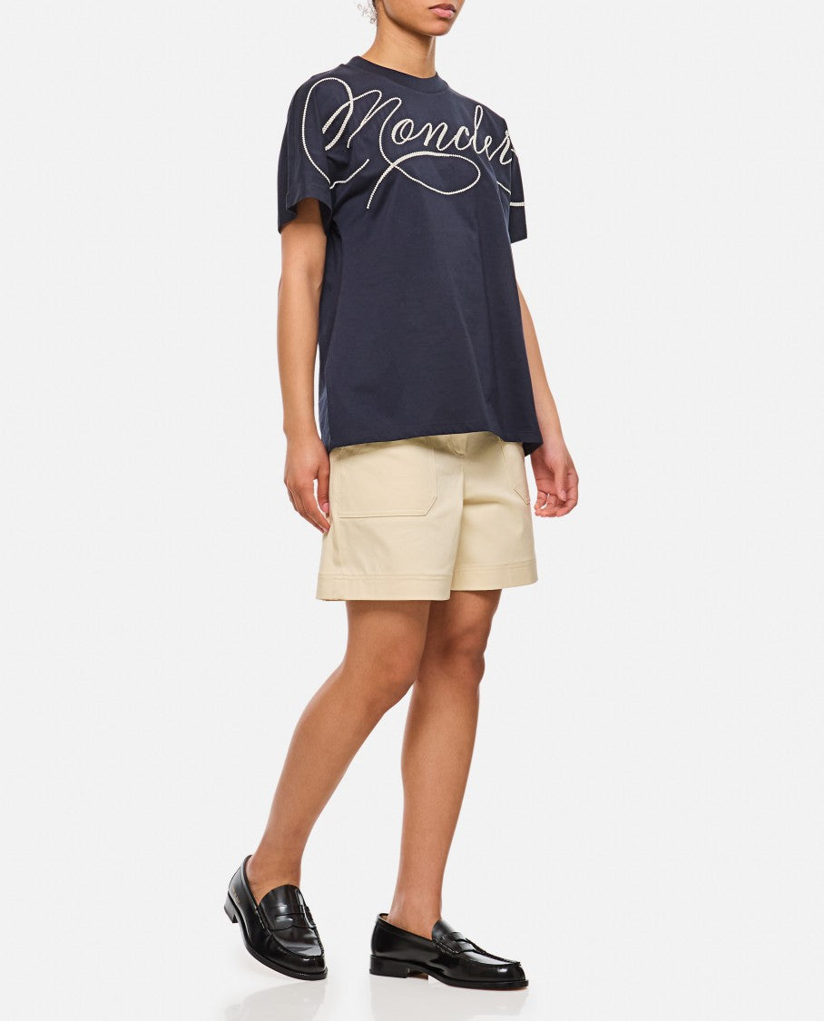 Moncler Relaxed-Fit Blue T-Shirt With Embroidered Logo