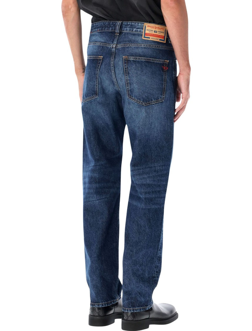 Diesel Mid-Blue Faded Straight-Leg Jeans