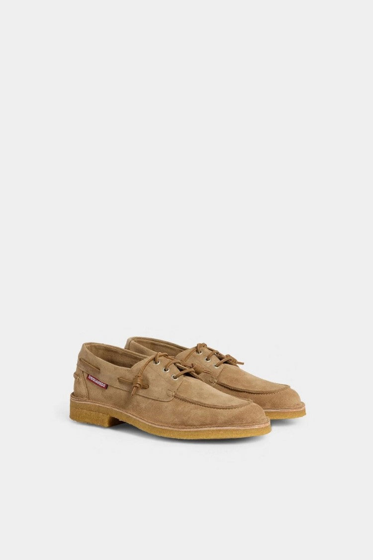 Dsquared2 Beige Neoclassic Suede Boat Shoes