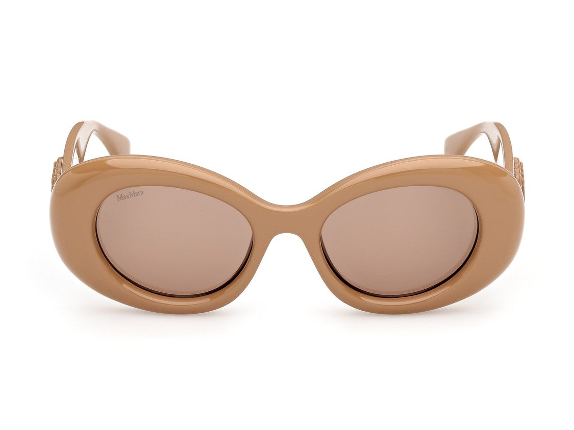 Max Mara Mm0208 Glossy Emblem Oversized Round Sunglasses