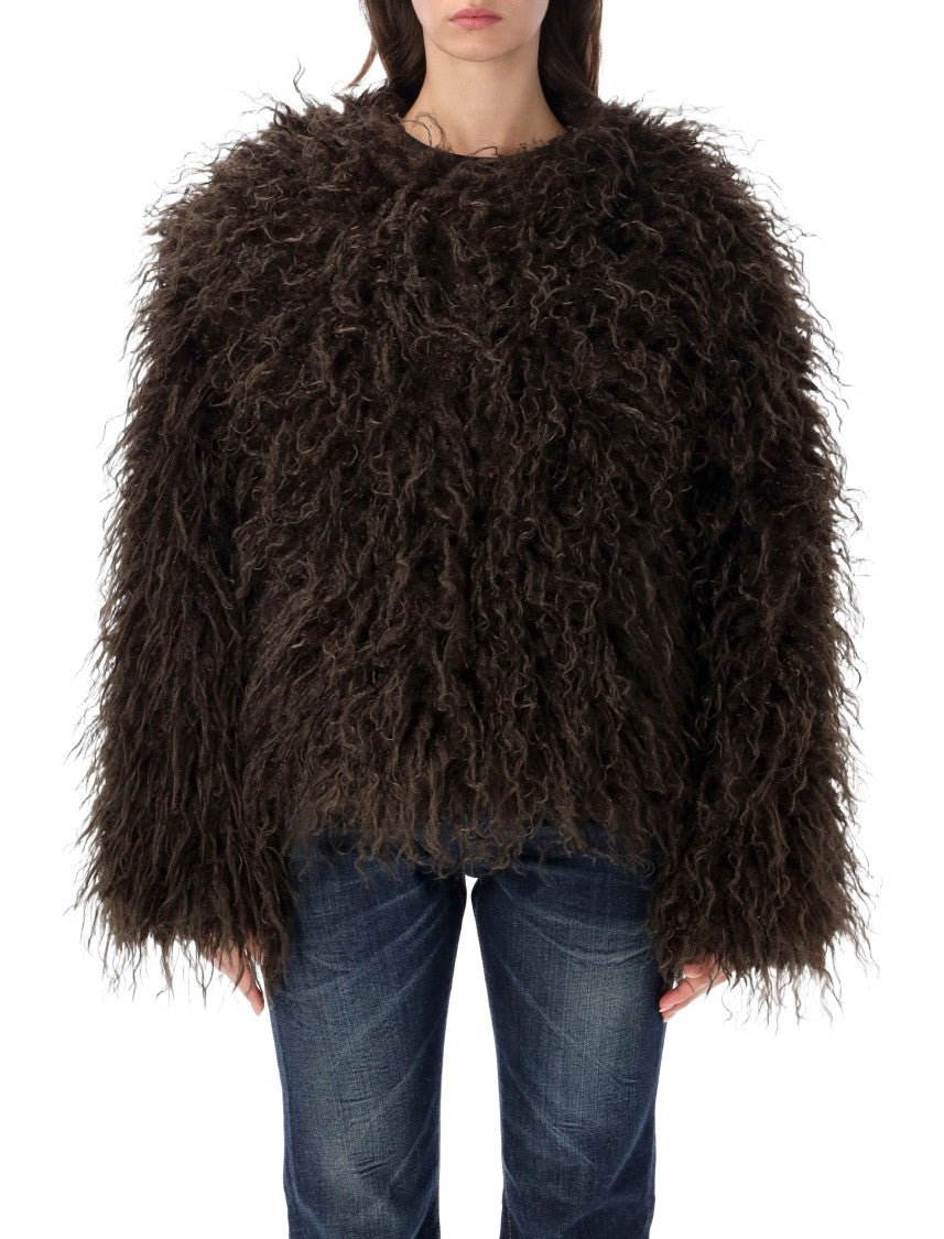 Goldbergh Yua Eco Fur Deep Brown Boxy Faux Fur Jacket