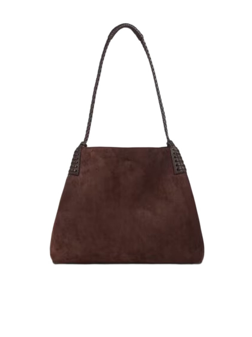 Etro Medium Suede Shopping Bag With Braided Handle