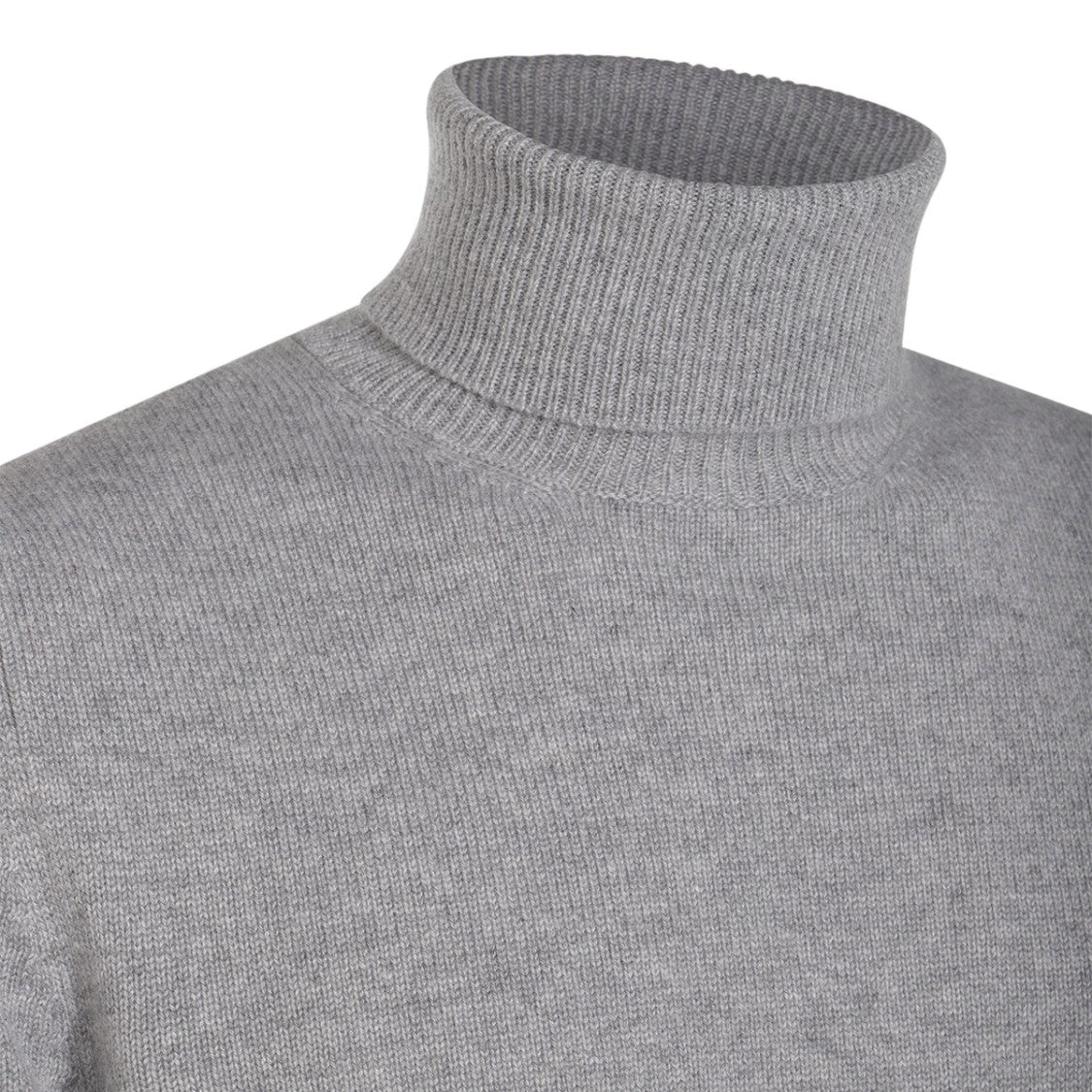 Malo Fine-Knit Grey Turtleneck Sweater With Ribbed Details