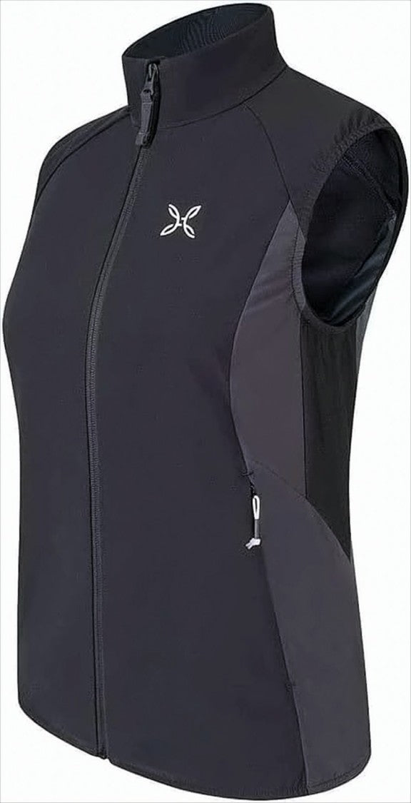 Montura Fitted Black Vest With High Collar And Zipper Closure