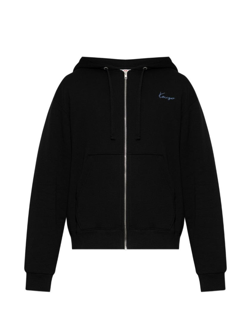Kenzo Relaxed Fit Zip-Up Sweatshirt With Embroidered Details