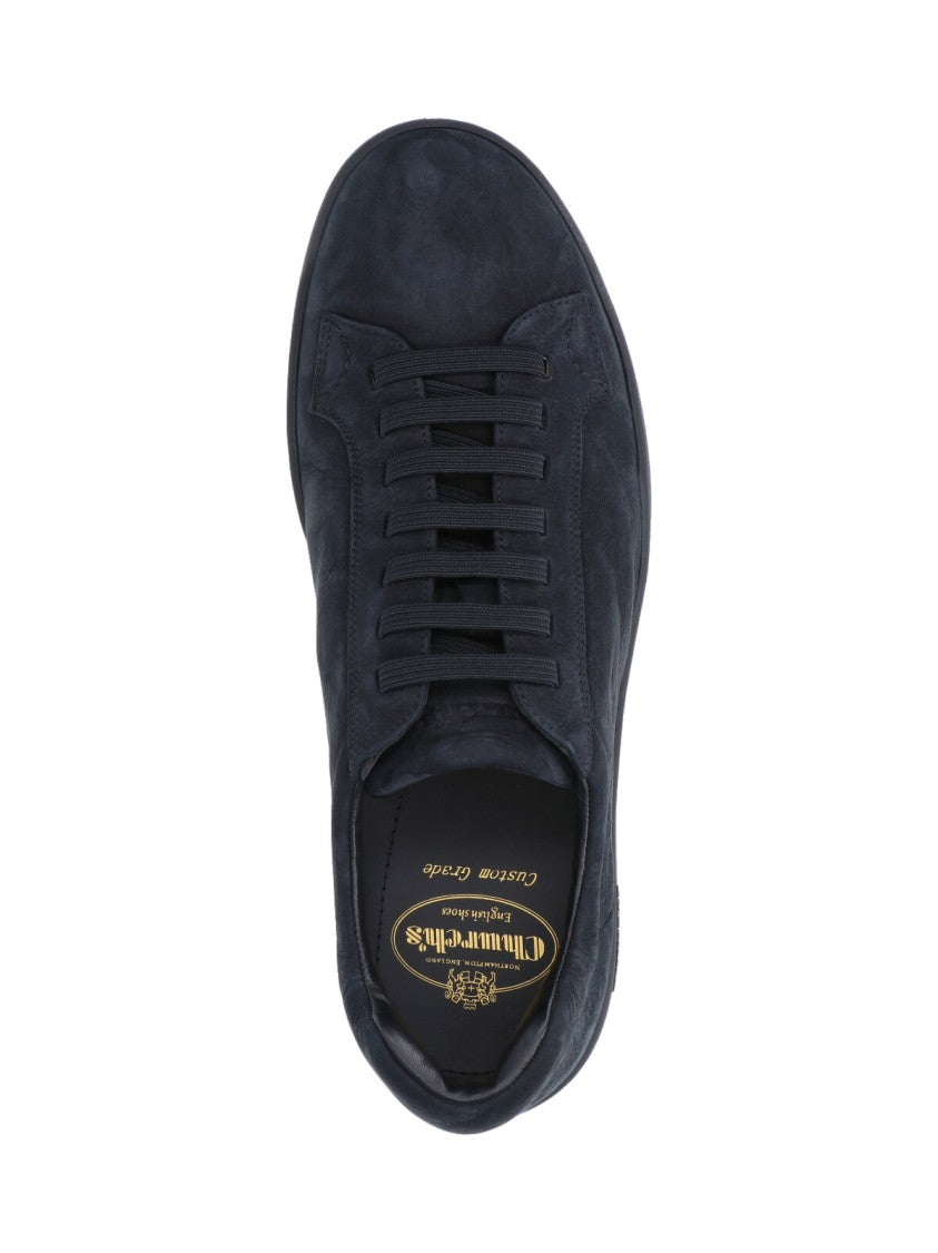 Church's Navy Textured Leather Low-Top Sneakers With Rounded Toe Design