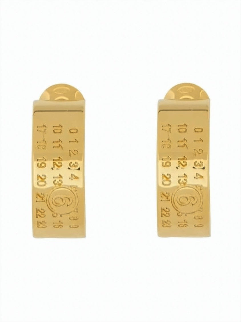 Mm6 By Maison Margiela Polished Brass Earrings With Rectangular Design