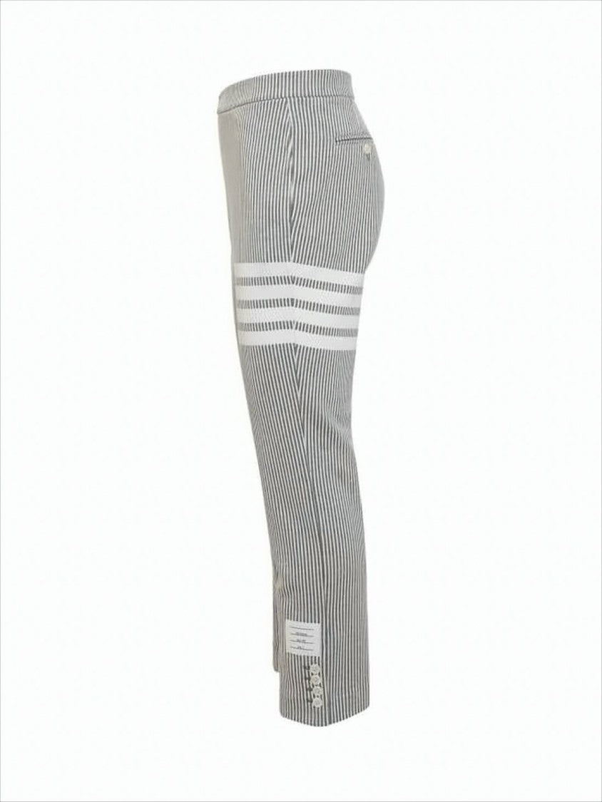 Thom Browne Tailored Grey Cotton Suit Pants With Vertical Pinstripes