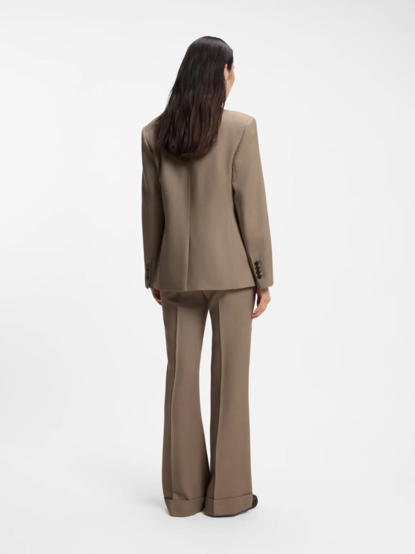 Boss Structured Brown Double-Breasted Blazer With Notched Lapel