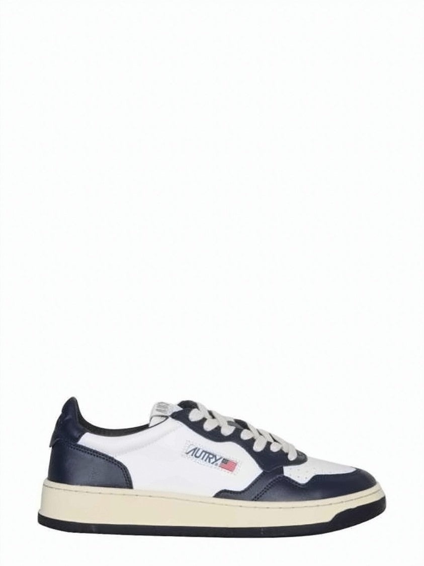 Autry Low-Top Sneakers With Navy Overlays And Flag Motif