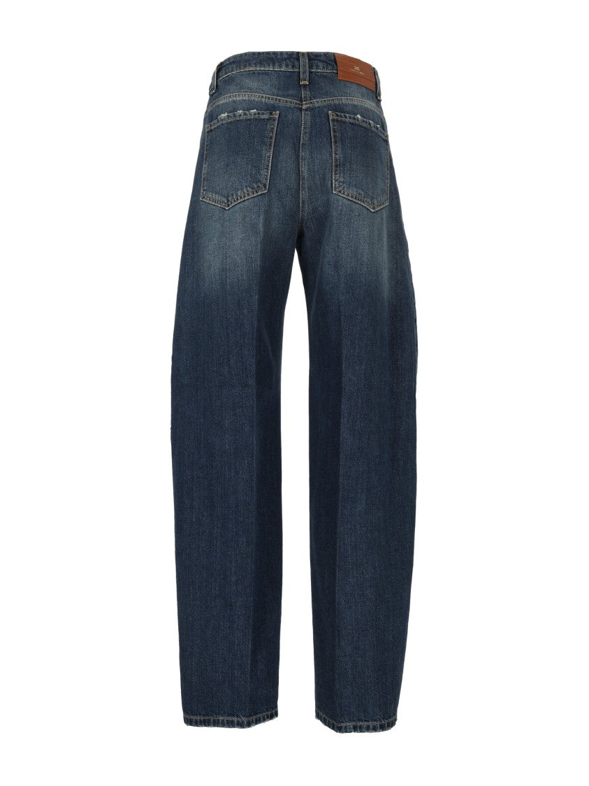 Elisabetta Franchi High-Rise Wide-Leg Jeans With Button-Fly Closure