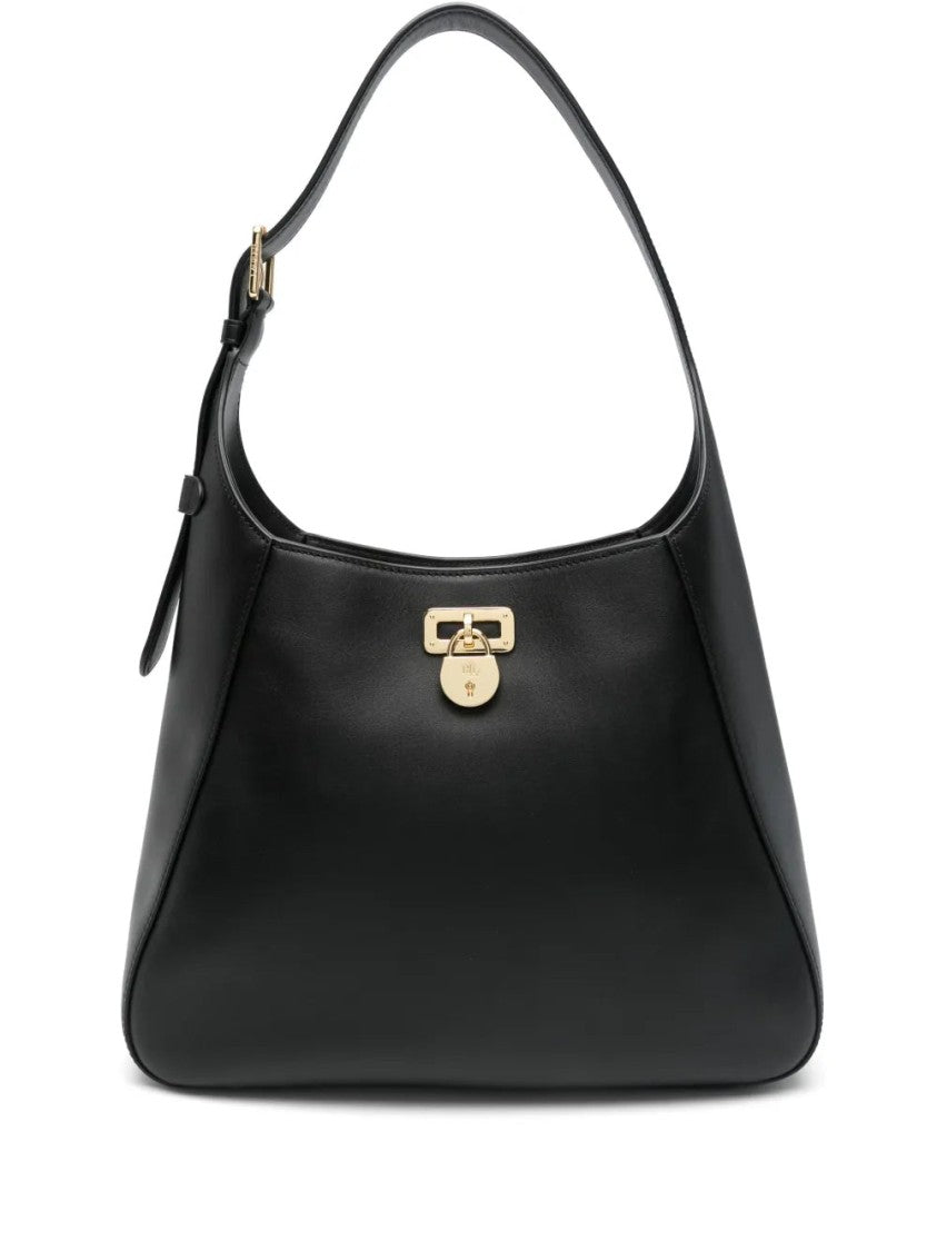 Lauren Ralph Lauren Spacious Black Cow Leather Shoulder Bag