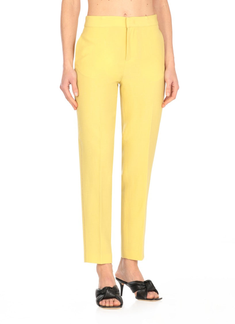 Fabiana Filippi Tailored Yellow Wool Pants With Subtle Detailing