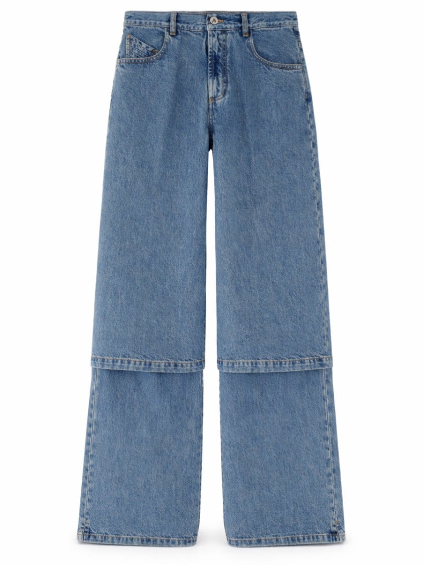 The Attico Wide-Leg Layered Seam Jeans