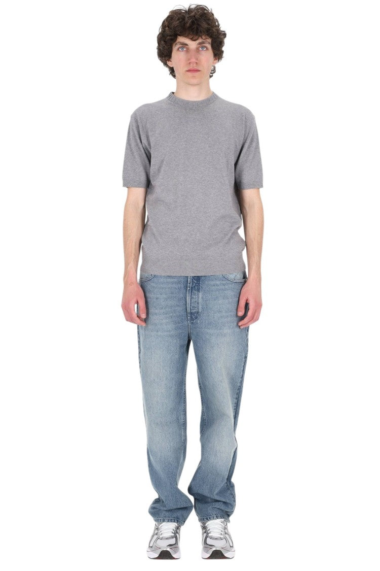 Barba Grey Cotton Knit T-Shirt