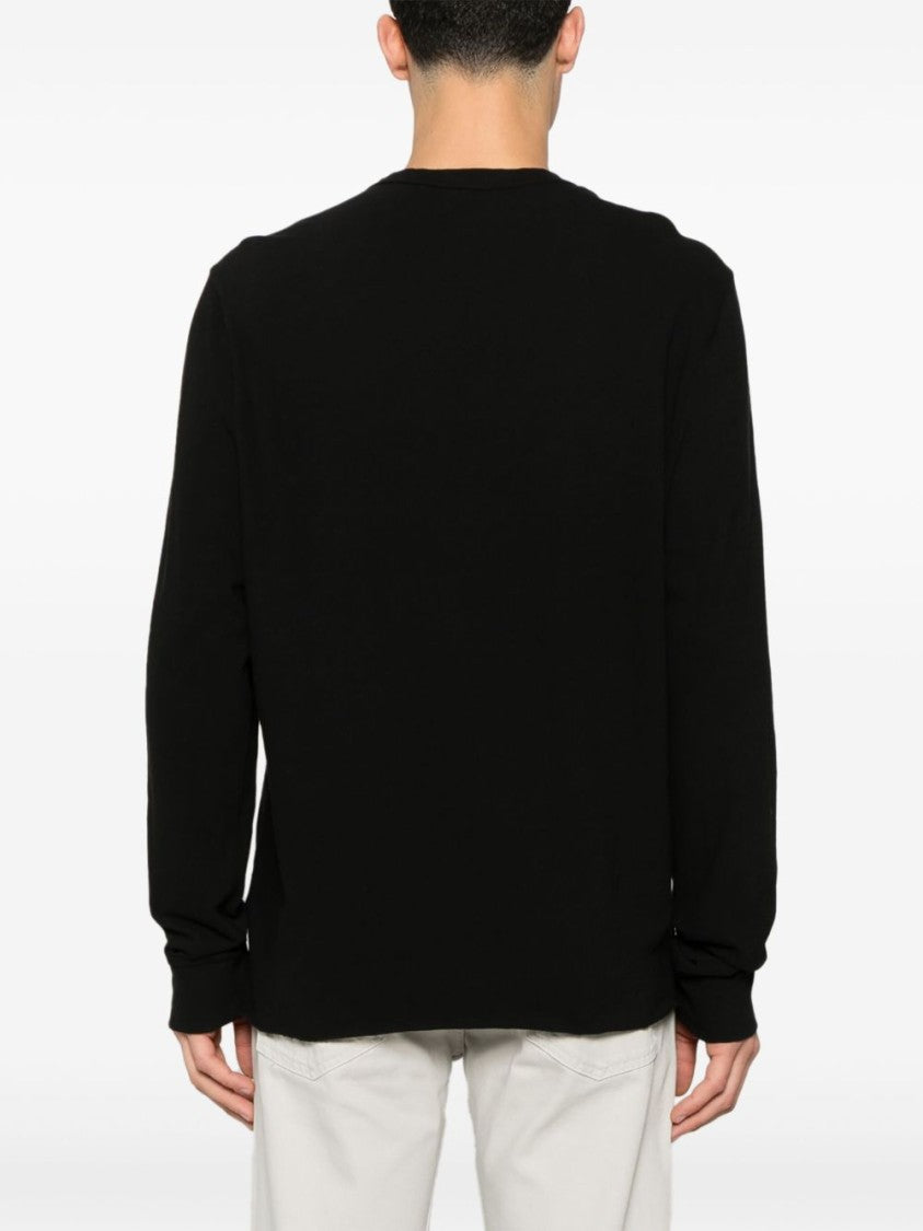 James Perse Long-Sleeve Henley T-Shirt In Soft Black Cotton