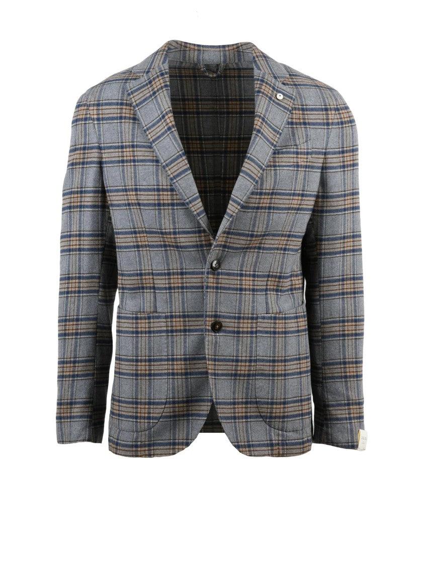 L.B.M. 1911 Plaid Cotton Jacket With Rounded Fit And Button Closure