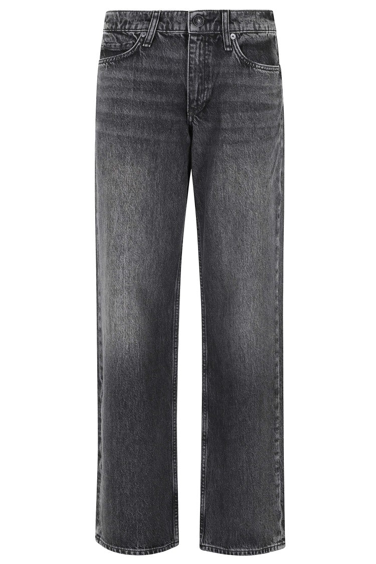 Rag & Bone Carbon Black Saige Lr Full Relaxed Straight Cotton Jeans