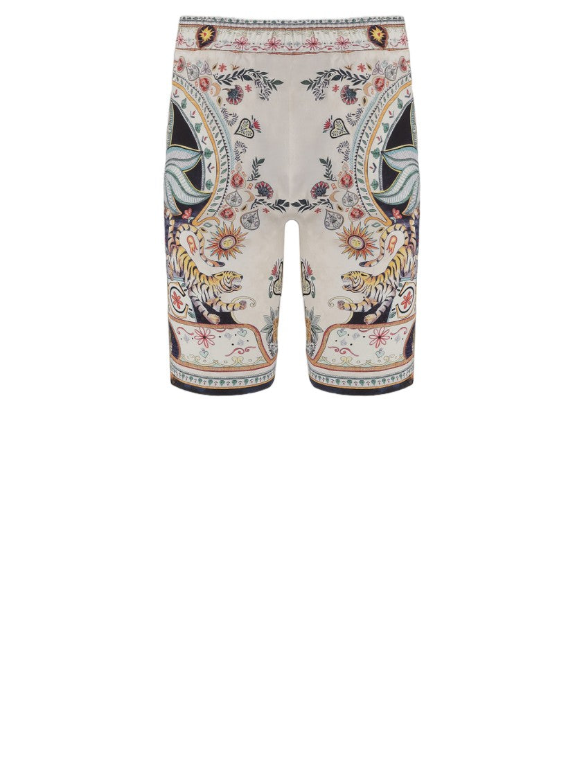 Just Cavalli Intricate Printed Viscose Shorts With Adjustable Drawstring Waist
