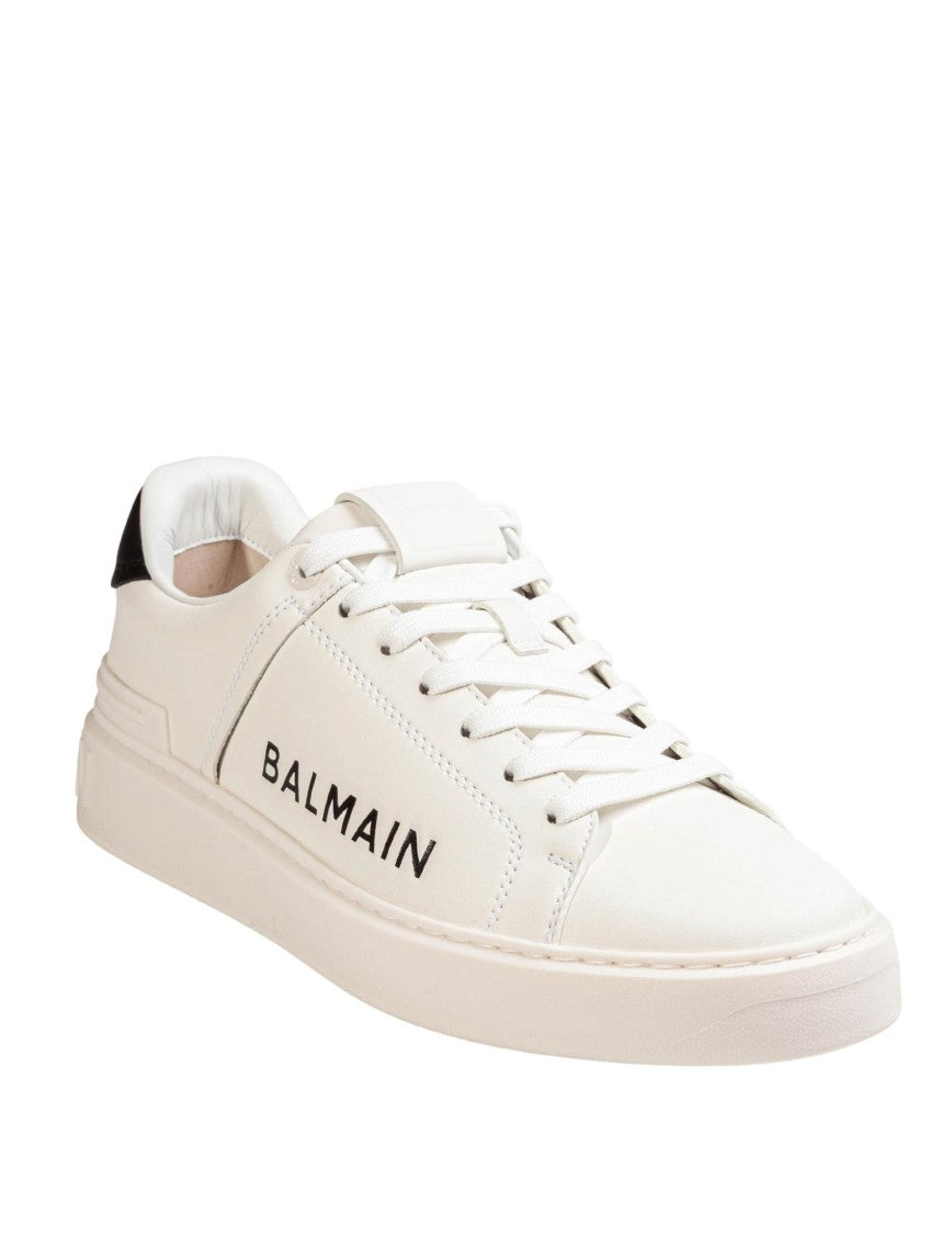 Balmain B Court White Leather Sneakers Side Logo