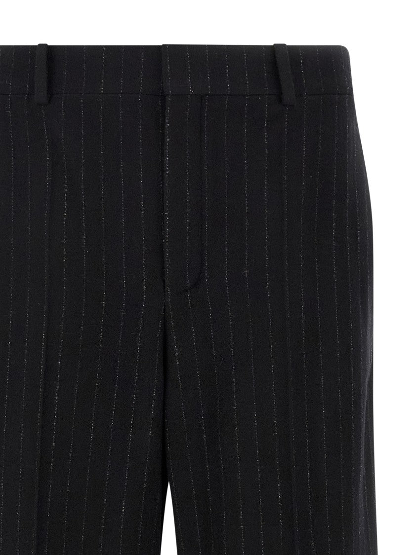 Saint Laurent High-Waisted Pinstripe Cashmere Flannel Trousers
