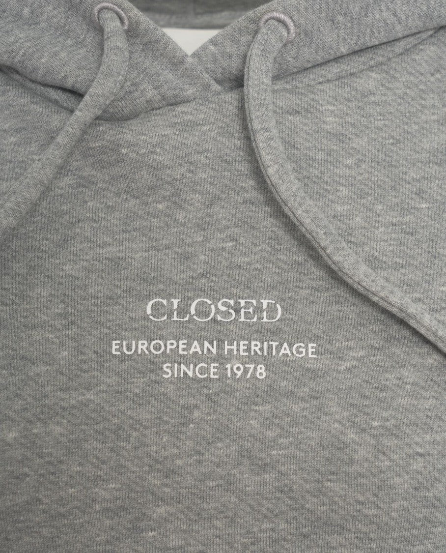 Closed Oversized Grey Hoodie With Discreet Logo