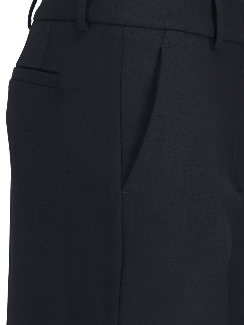 Incotex Black Stretch Wool Flared Tailored Pants